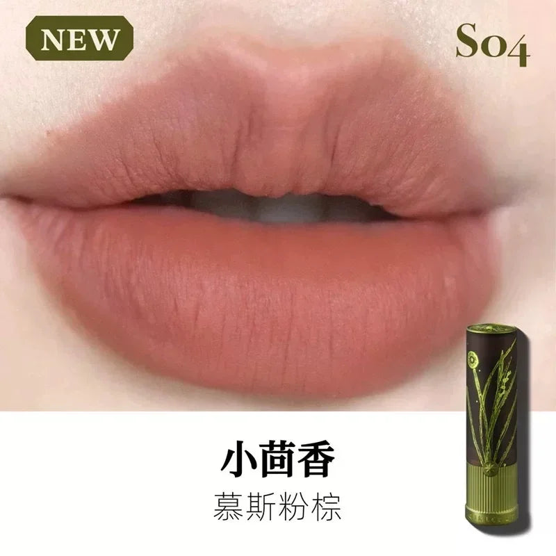 Lápiz labial Girlcult Herbal Compendium, mate, aterciopelado, arcilla verde brillante, brillo labial hidratante, duradero, sin pegamento.