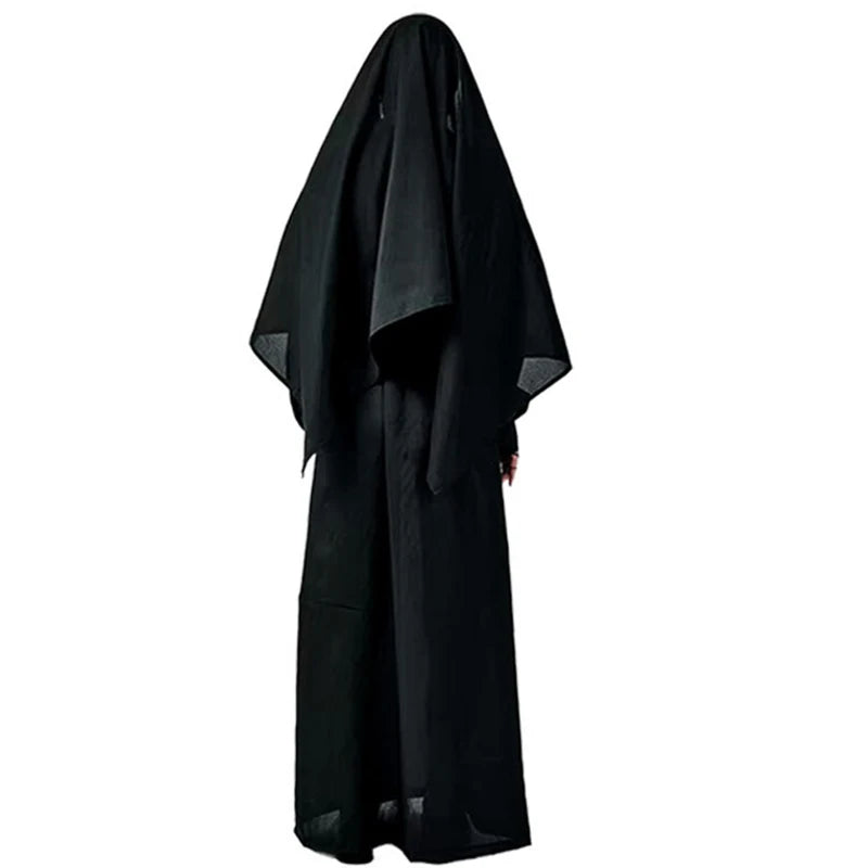 Halloween Nun Cosplay CostumeTraditional Adult Valak Black Religious Robe Suit Halloween Party Demon Nun Performance Clothes