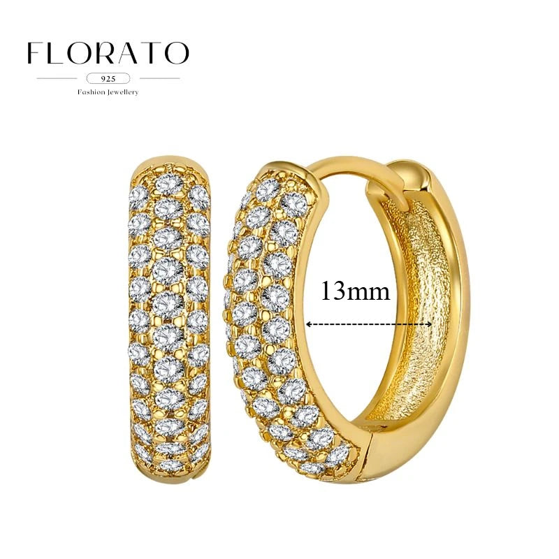 925 Sterling Silver Needle Micro-set Half Circle Zircon Hoop Ear Buckle Geometric Luxury Earrings Fashion Jewelry Gift Wholesale - Lootquake