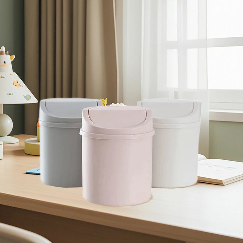 Universal Waste Bin With Lid Desktop Office Organizer Storage Home Garbage Basket Container Table Trash Bin Small Trash Can