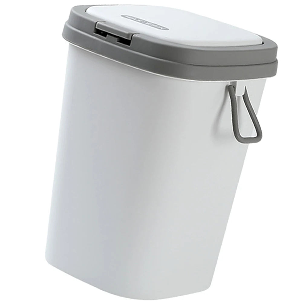 Poubelle 8 L avec couvercle bleu pour cuisine et salle de bain, petite poubelle carrée en polypropylène pour le recyclage des déchets de papier et des ordures ménagères