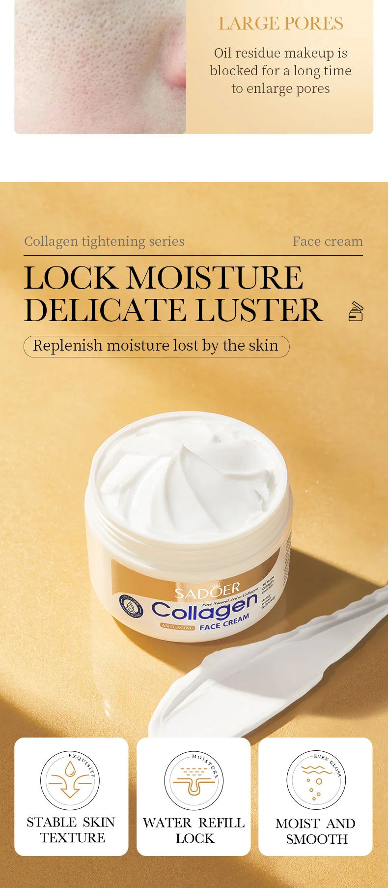 Crema facial reafirmante con colágeno SADOER sknicare Cremas faciales hidratantes Crema facial Productos de belleza para el cuidado de la piel del rostro