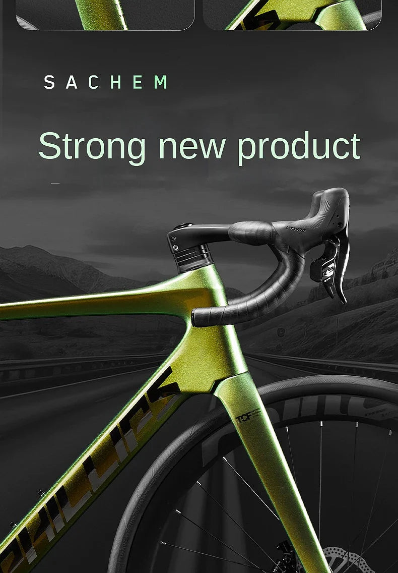 2025 New Ultra-Light Carbon Fiber Road Bike Fast Racing Bicycle with Hydraulic Disc Brakes 16/24-Speed Gear Shift Drop Handlebar