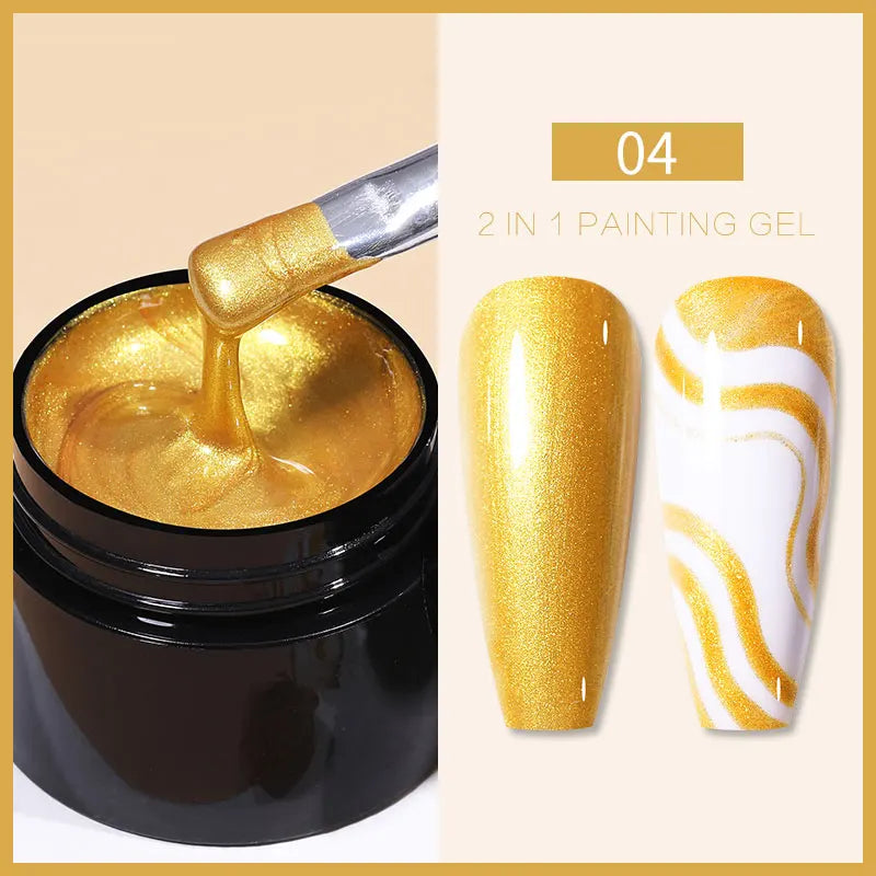 BORN PRETTY Esmalte de uñas en gel metálico con efecto espejo dorado y plateado, superbrillante, para dibujar líneas, uñas francesas, barniz UV.