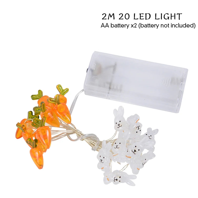 2M 20LED Easter Rabbit String Light Carrot Chick Eggs Fairy Light Garland Happy Easter Party Decoration For Home Kids Gift 2025 - Lootquake