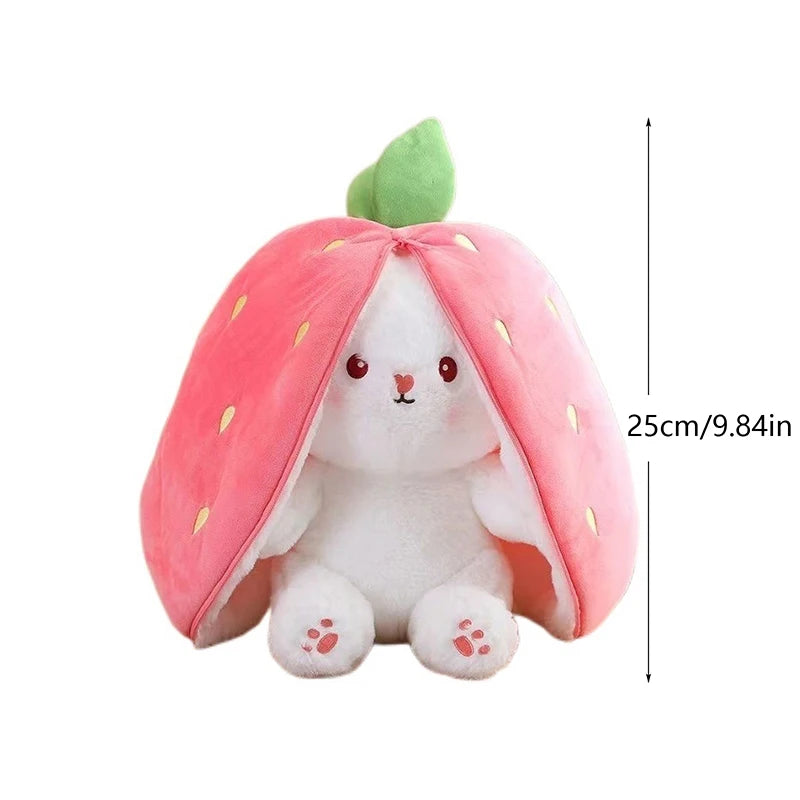 Easter Bunny Plush Reversible Carrot Strawberry Bunny Plush Toy Pillow Bunny With Zipper Birthday Gift For Boys Girls Kids Doll - Lootquake