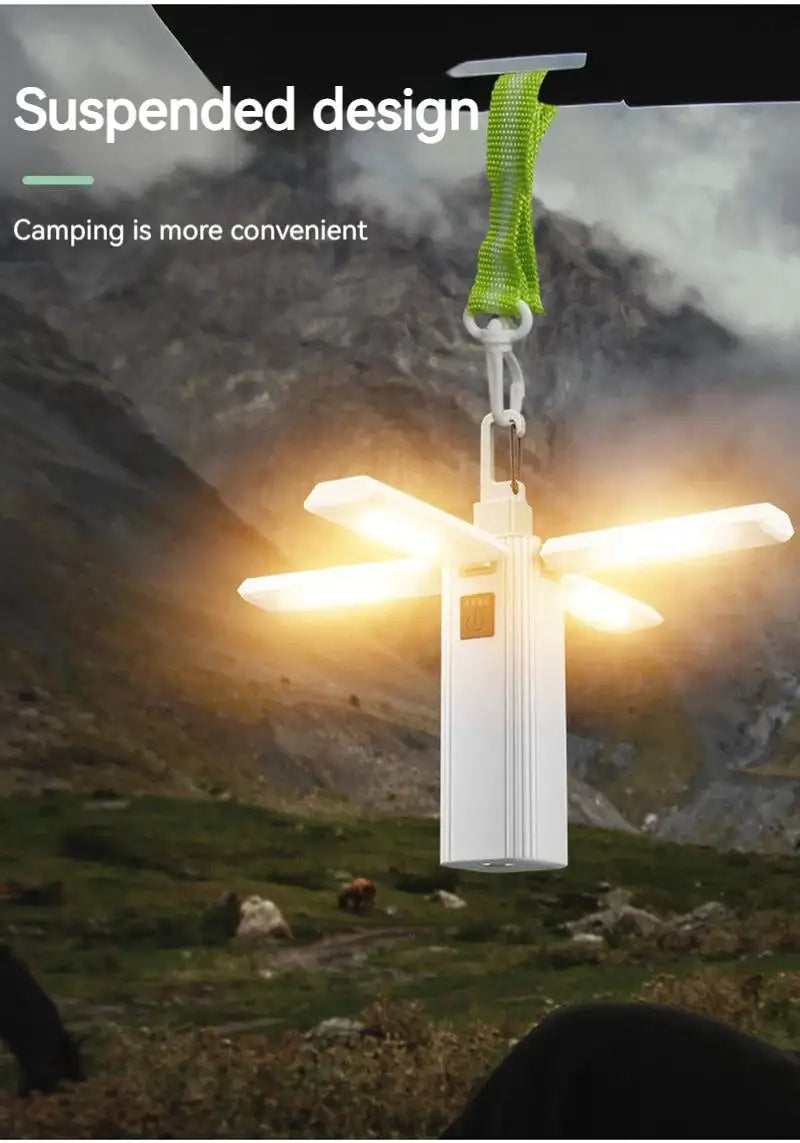 Protable Rechargeable Camping Light Tent Chandelier Ultra Long Life Multi-function Flashlight Folding Hand Lamp - Lootquake