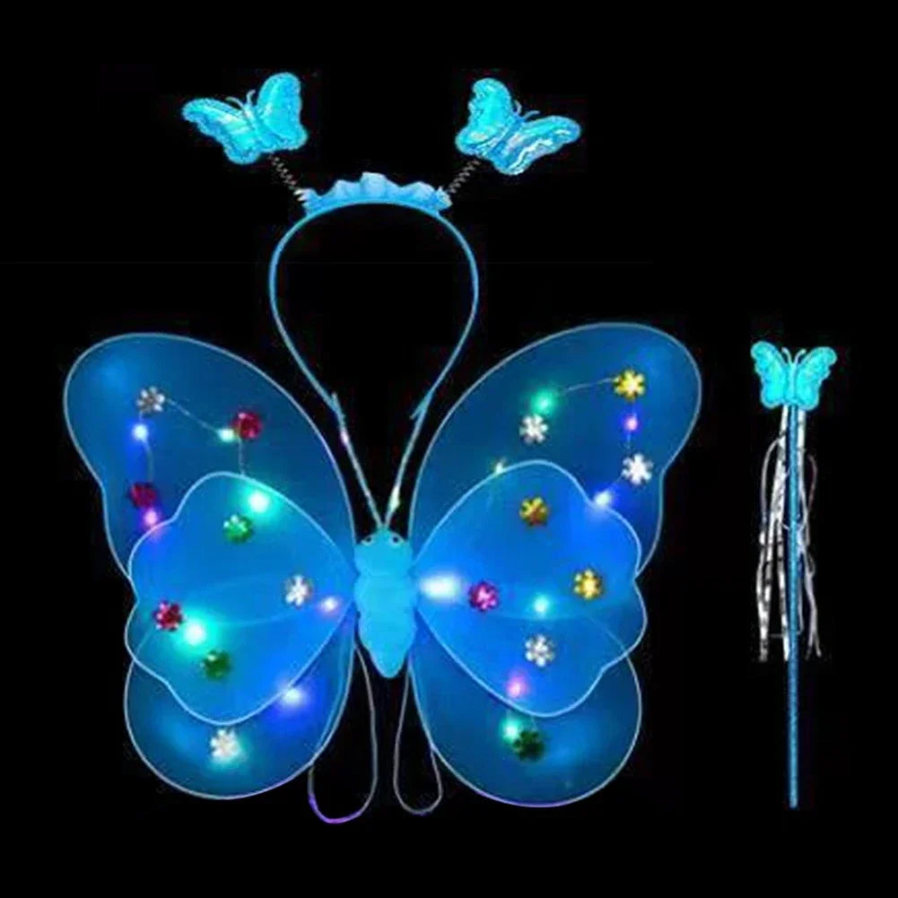 LED Children Costume Props Girls Skirts Angel Luminous Wings Flashing Butterfly Skirt Lights Suit 2-8year Easter Valentines Day - Lootquake