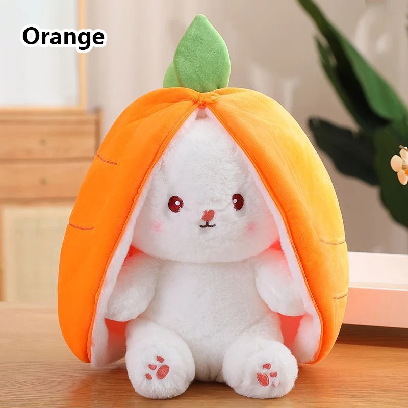 Easter Bunny Plush Reversible Carrot Strawberry Bunny Plush Toy Pillow Bunny With Zipper Birthday Gift For Boys Girls Kids Doll - Lootquake