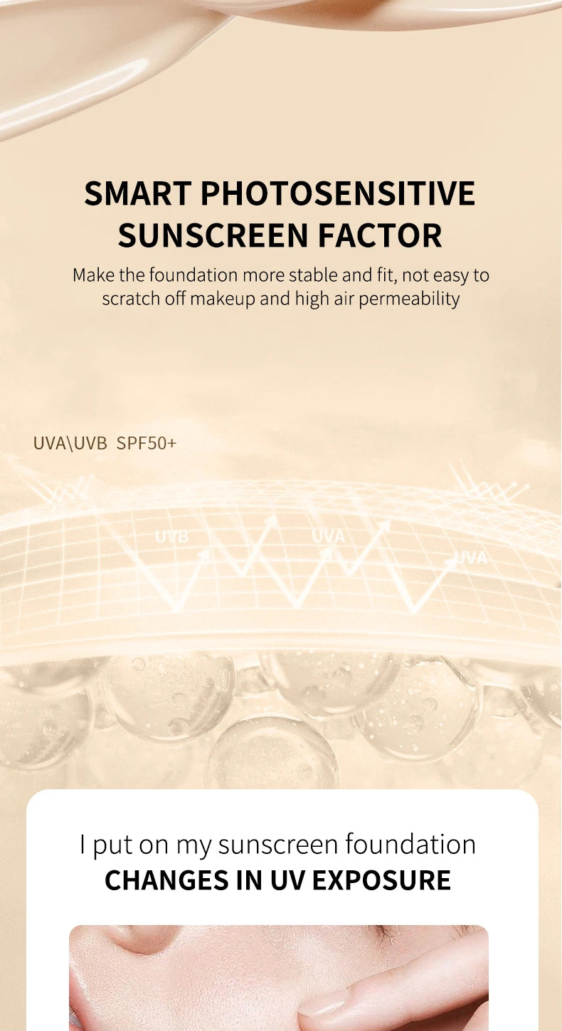 Ocheal 30 g CC Cream Foundation Corrector a prueba de agua Hidratante Protector solar Líquido FPS 50+ Prebase de maquillaje iluminadora de larga duración