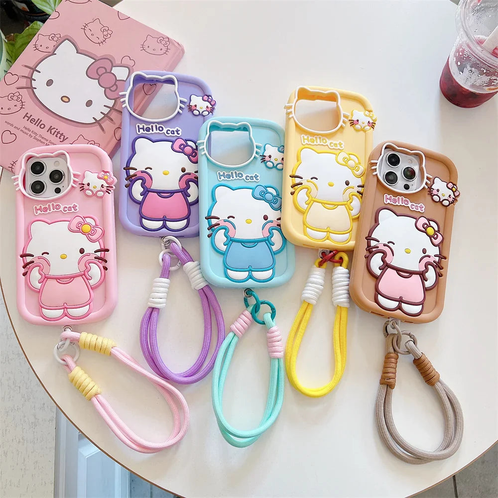 Funda de silicona para teléfono con dibujos de Hello Kitty
