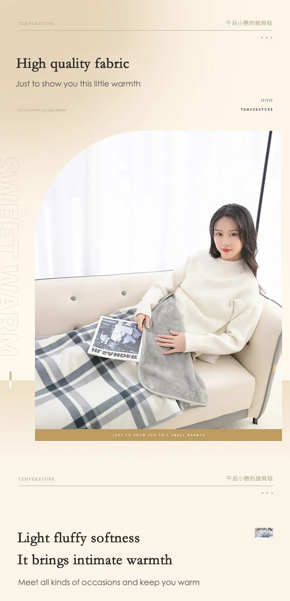 Thick Plaid Blanket Warm Winter Wearable Blanket Adults Office Travel Soft Fleece Throw Blankets With Button Home Shawl