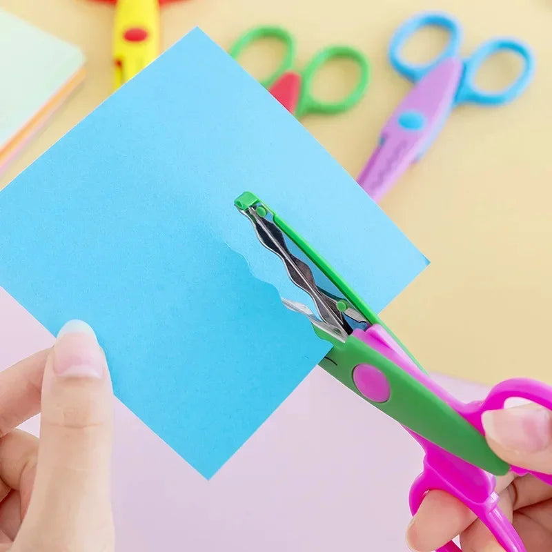 Juego de 6 tijeras con patrón ondulado, cortador de papel, herramientas de bricolaje hechas a mano, manualidades de papel, tijeras para fotos y tarjetas Kawaii, regalos para niños, suministros de oficina
