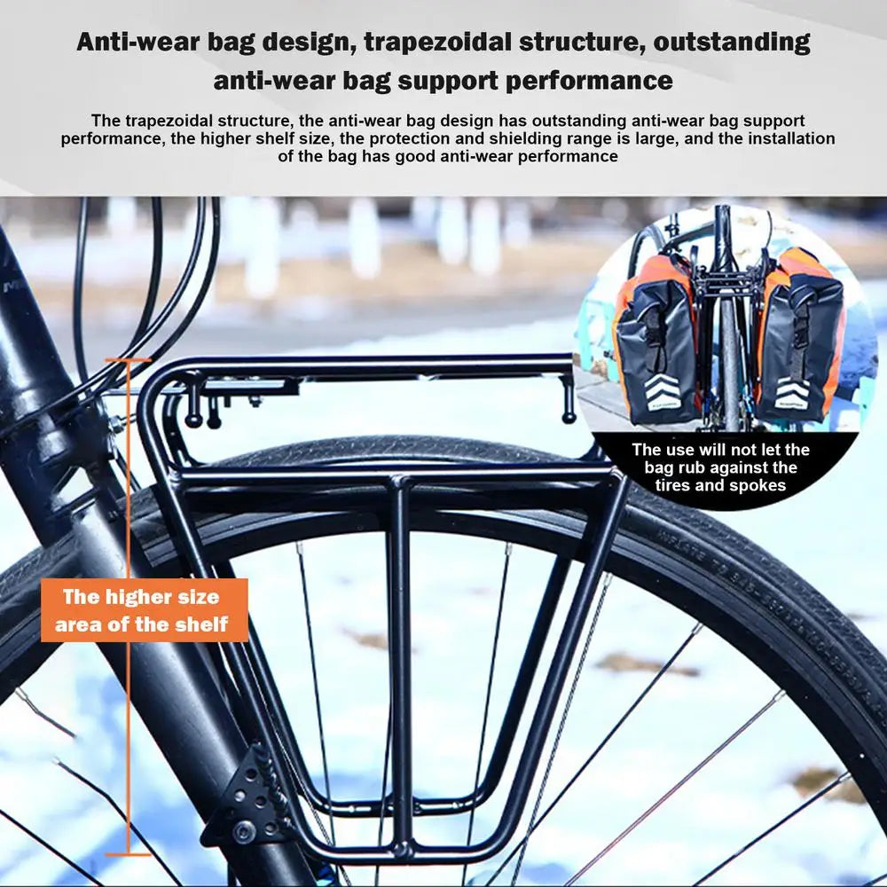 Cycling Cargo Rack Luggage Touring Carrier Racks Front Pannier Rack for Cycling Equipment Stand Footstock for Enhanced Stability