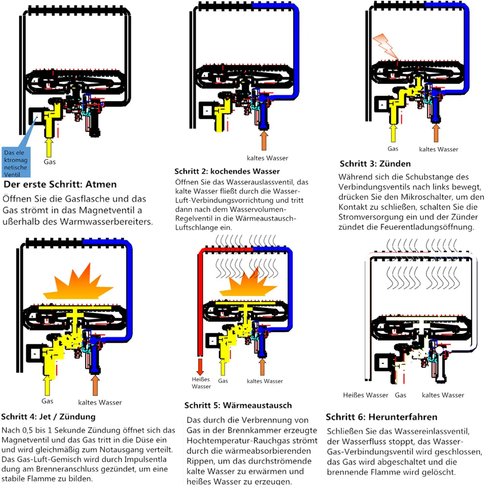 Chauffe-eau instantané au propane 6 L/8 L/10 L/12 L/16 L/18 L en acier inoxydable, chauffe-eau instantané au gaz de pétrole liquéfié 36 kW