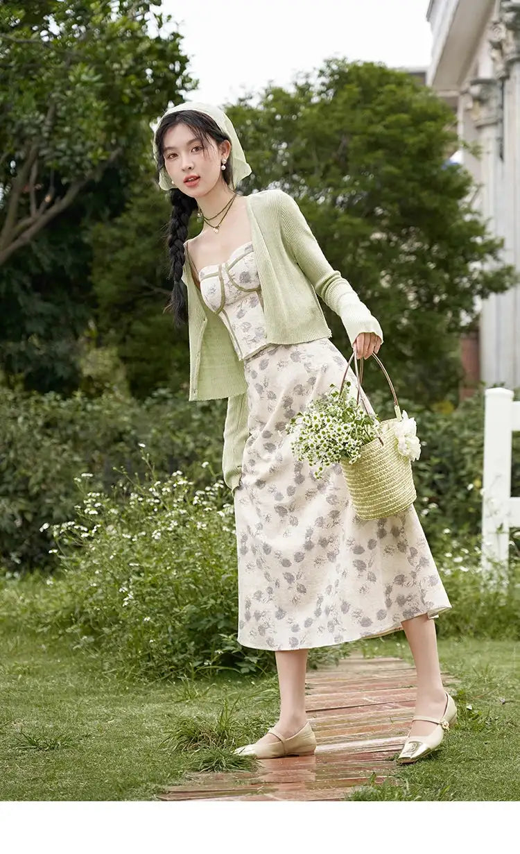 MISHOW Floral Camisole Skirt Separately Summer Adjustable Shoulder Straps Sleeveless Top Back Elastic Waist Skirts MXD14D0026 - Lootquake