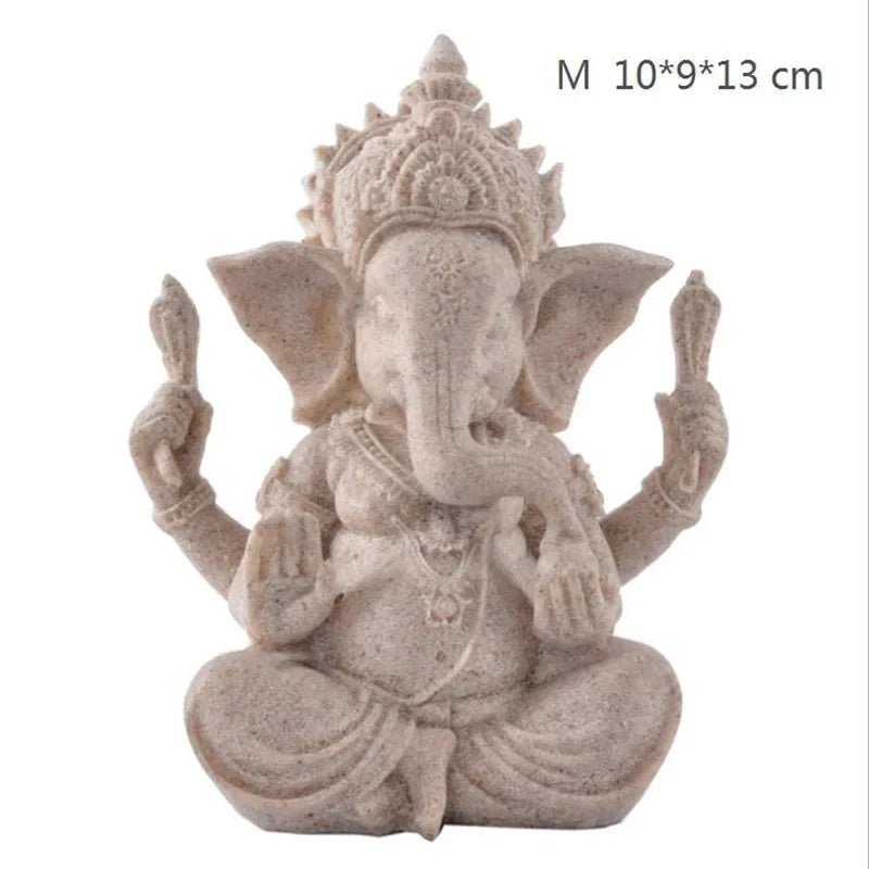 Escultura artesanal de arenisca, meditación sentada, estatua de Buda, escultura de elefante Ganesha, quemador de incienso, decoración Feng Shui,
