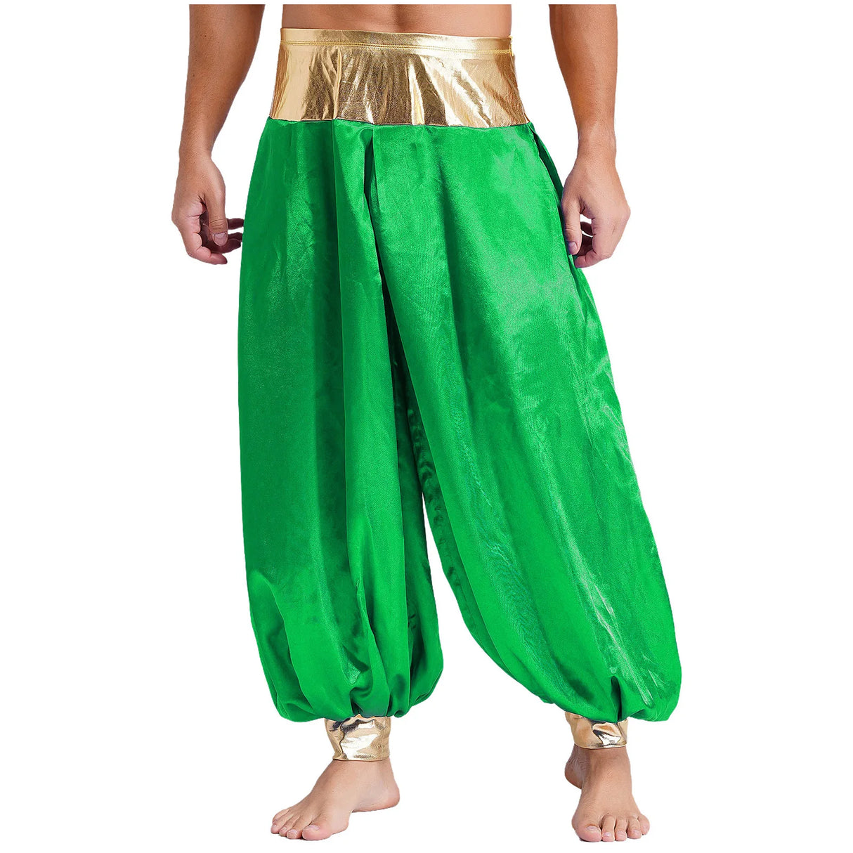 Halloween Men Arabian Indian Prince Cosplay Costume Stain Shiny Harem Trousers Arab Costume Carnival Dress Up Lantern Long Pants