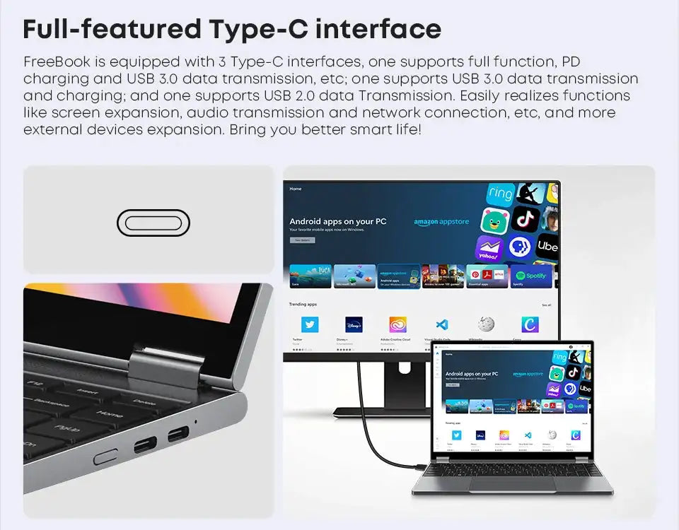 CHUWI FreeBook Laptop i3-1215U / N100 Processor 13.5" IPS Screen 2 In 1 Laptop Tablet PC 12GB RAM 512GB SSD Support Stylus - Lootquake