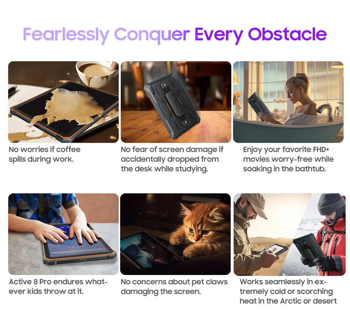 Tablette PC Blackview Active 8 Pro 16 Go 256 Go Batterie 22 000 mAh Android 13 Écran 2,4 K 10,36 pouces Caméra 16 Mpx + 48 Mpx Tablette robuste