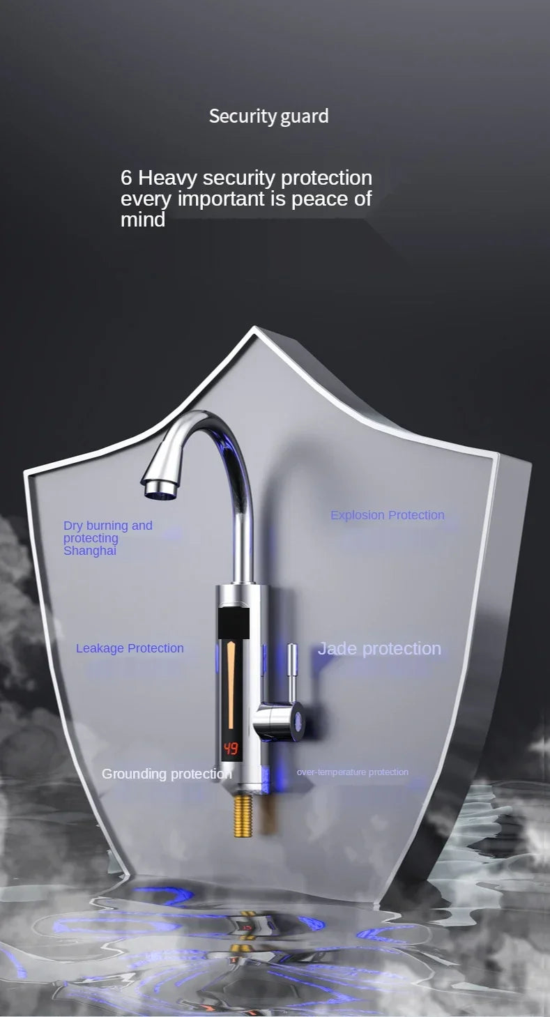 Robinet de cuisine électrique à chauffage instantané 3300 W, double usage, eau chaude et froide, sans réservoir, chauffage rapide avec affichage LED