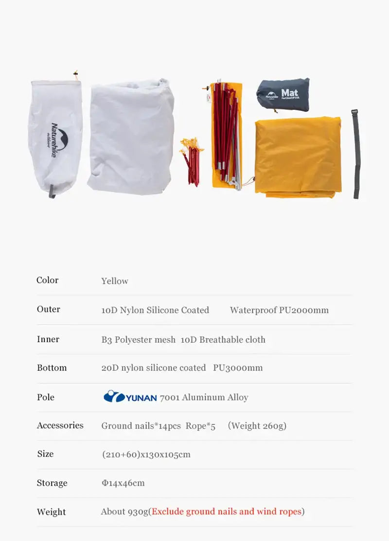 Naturehike Camping Tent Ultralight Portable Cloud Up 2Person 10D Upgraded Folding Backpack Waterproof Tent Travel Beach Tents - Lootquake