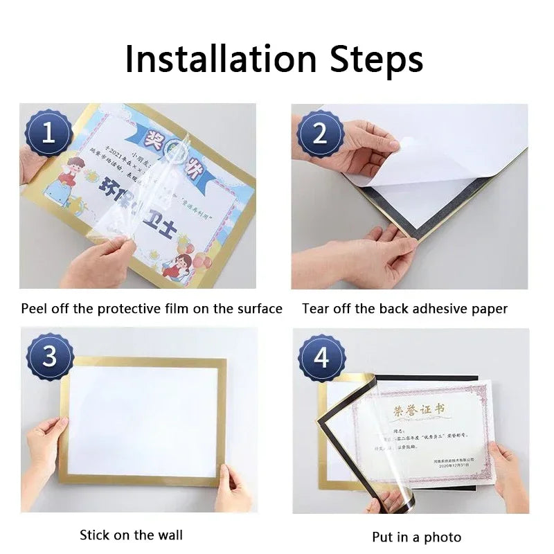 Marco de fotos magnético negro A4/A5/A6, columna publicitaria, columna publicitaria, marco de póster suave autoadhesivo, carpeta de certificados
