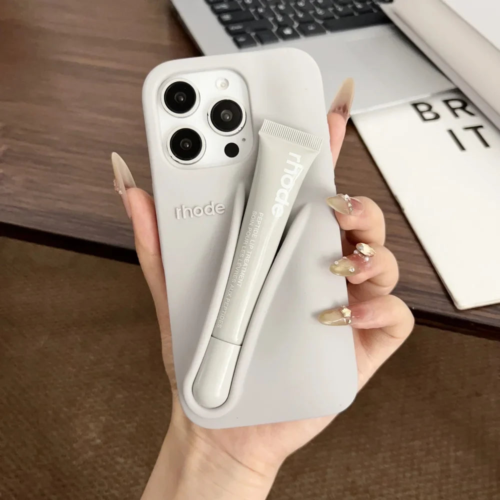 Funda para teléfono Rhode con diseño de labios, funda de silicona suave con caja
