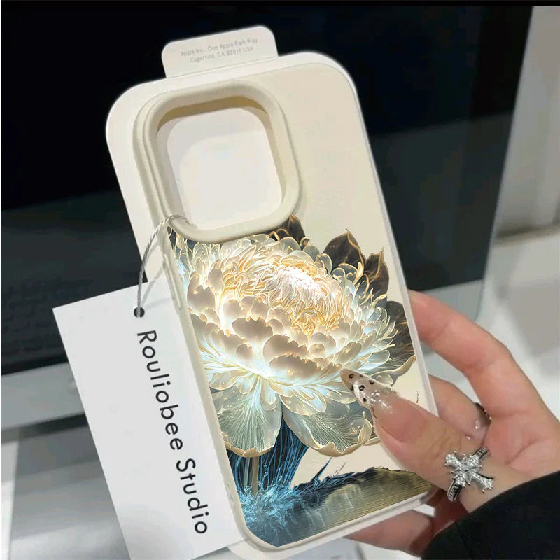 Funda para iPhone con diseño floral coreano