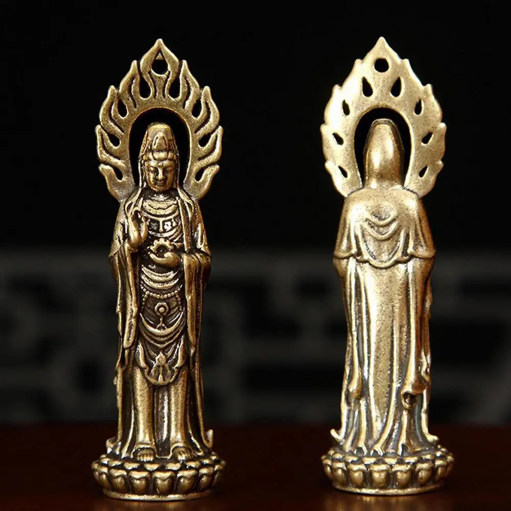 Estatuas de Kwan Yin, estatuilla de Buda artesanal de 2,4 pulgadas, estatua budista de Avalokiteshvara, escultura artesanal de Feng Shui chino.