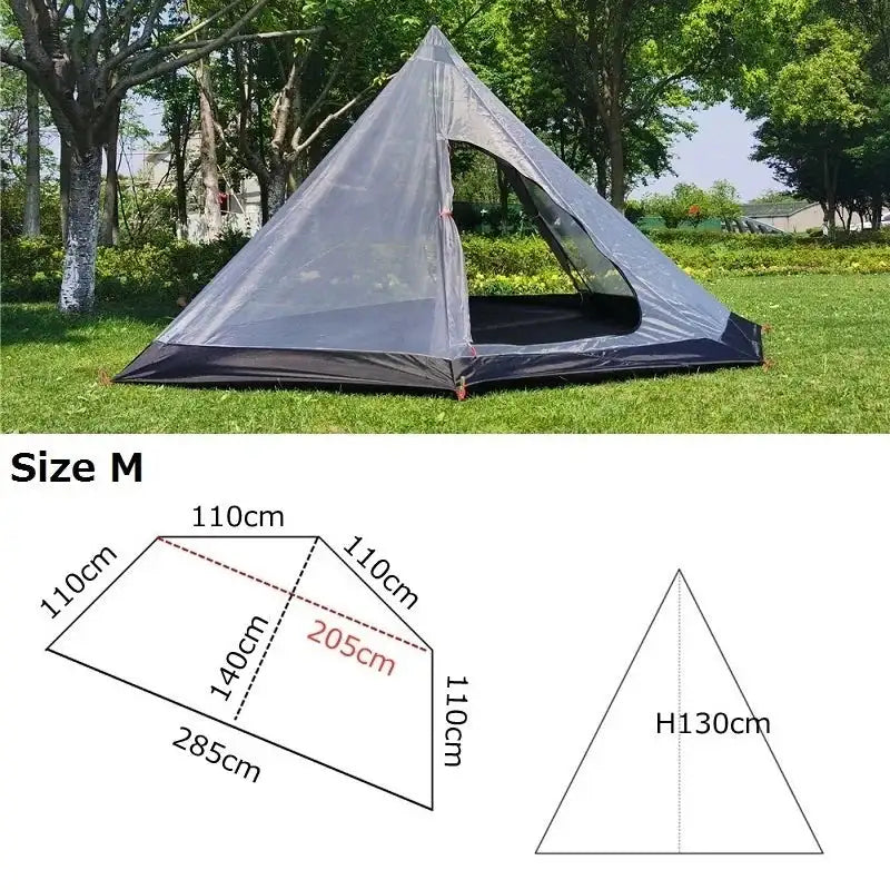 Ultralight Pyramid Tent‘s Inner Tent Outdoor Rodless Summer Mesh Tent Portable Backpacking Hiking Camping Teepee Inside Tent - Lootquake