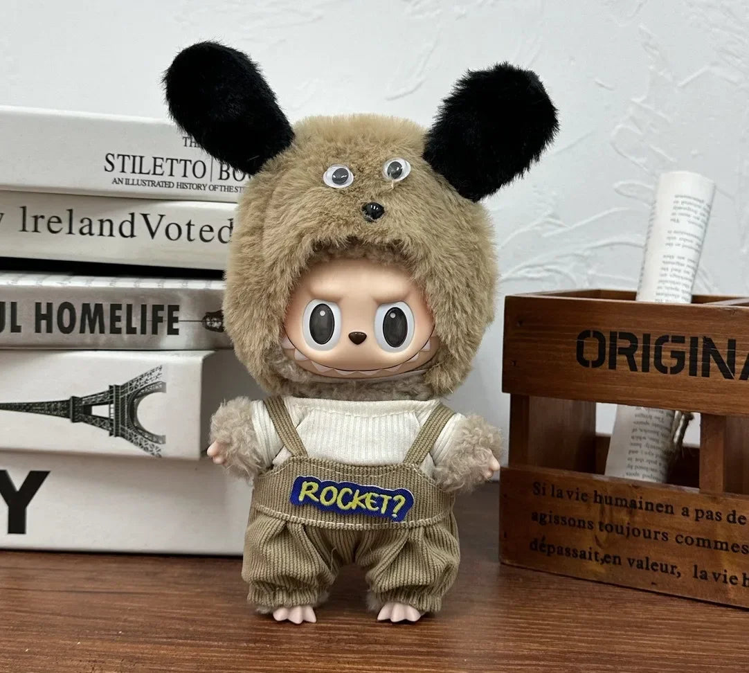 Peluche Labubu V1 V2 V3 de 17 cm, ensemble de vêtements de styles multiples, accessoires de tenue Labubu, vêtements de jeu tendance, vêtements Labubu