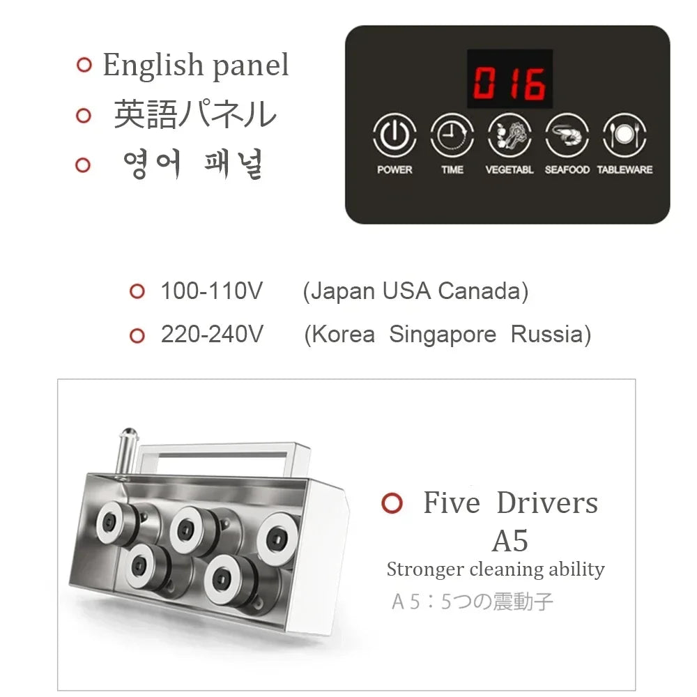 Lave-vaisselle à ultrasons automatique, portable, pour la maison, petit format, autonome, sans installation, pour la cuisine, 110 V/220 V