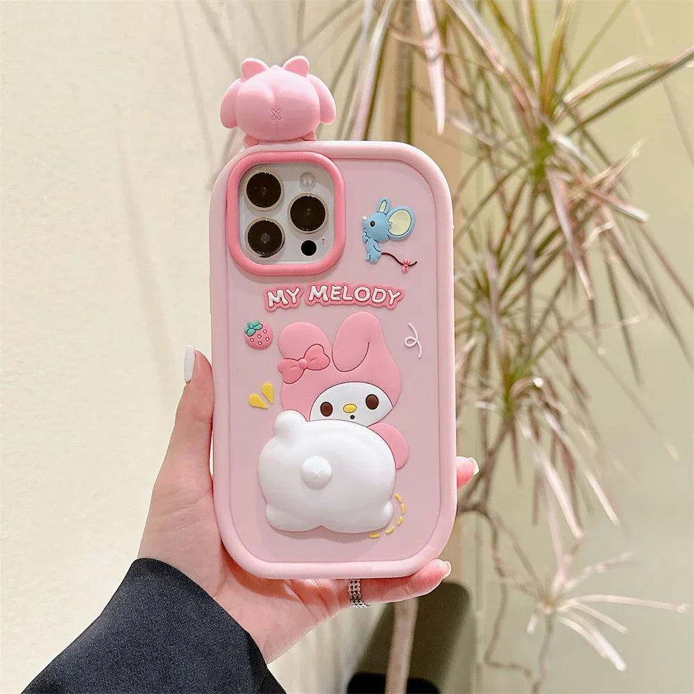 Funda de silicona suave para teléfono con diseño de dibujos animados en 3D de Melody Descompress