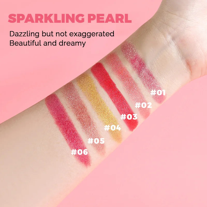 Lápiz labial brillante con brillo perlado, hidratante y de alto brillo, duradero y no pegajoso, maquillaje sensual con efecto perlado.