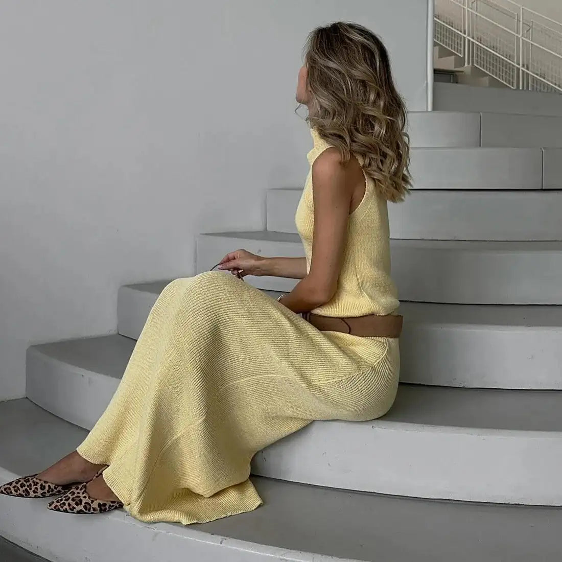 Tossy Elegant Knitwear 2 Piece-Set Long Dress Female Ribbed Sweater Pullover And Loose Patchwork Maxi Skirt Sets Ladies Outfits - Lootquake