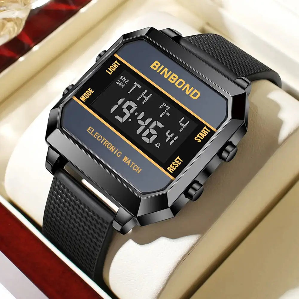 Men's Watch Business Sports Multifunctional Alarm Clock Waterproof Silicone Strap Male Student Fashion Electronic Wristwatches - Lootquake
