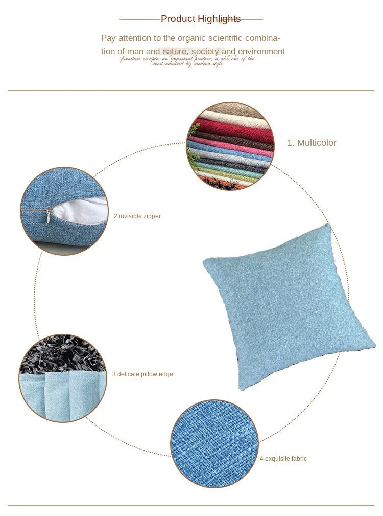 Funda de cojín de sofá lisa de 30 x 50/40 x 40/45 x 45/40 x 60/50 x 50/55 x 55/60 x 60 cm, funda decorativa para asiento de coche o silla.