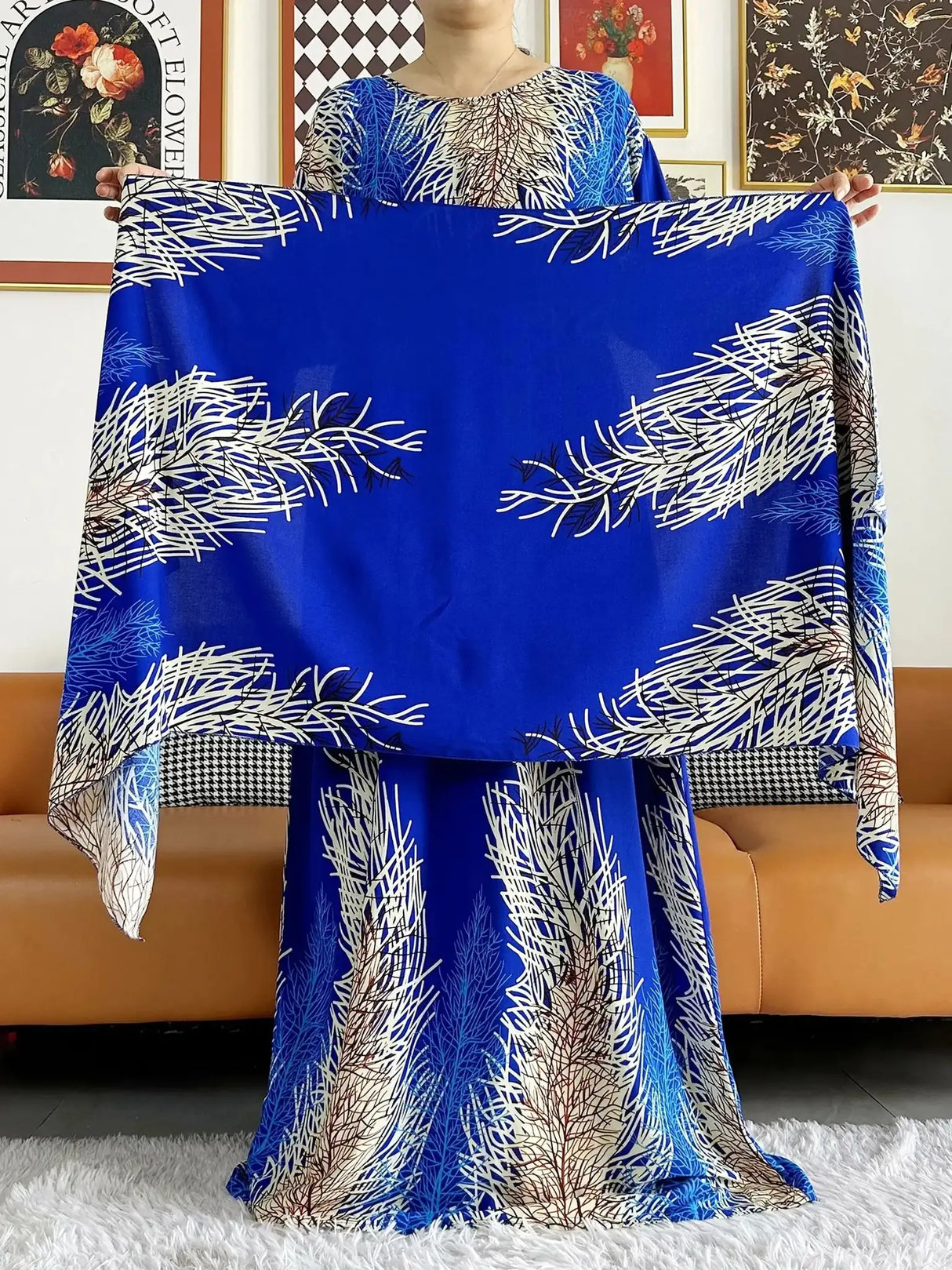 New Style African Dashiki Print Long Sleeve Loose Cotton Elegant Women Abaya Long Dress Summer Maxi Casual Dresses Vestidos