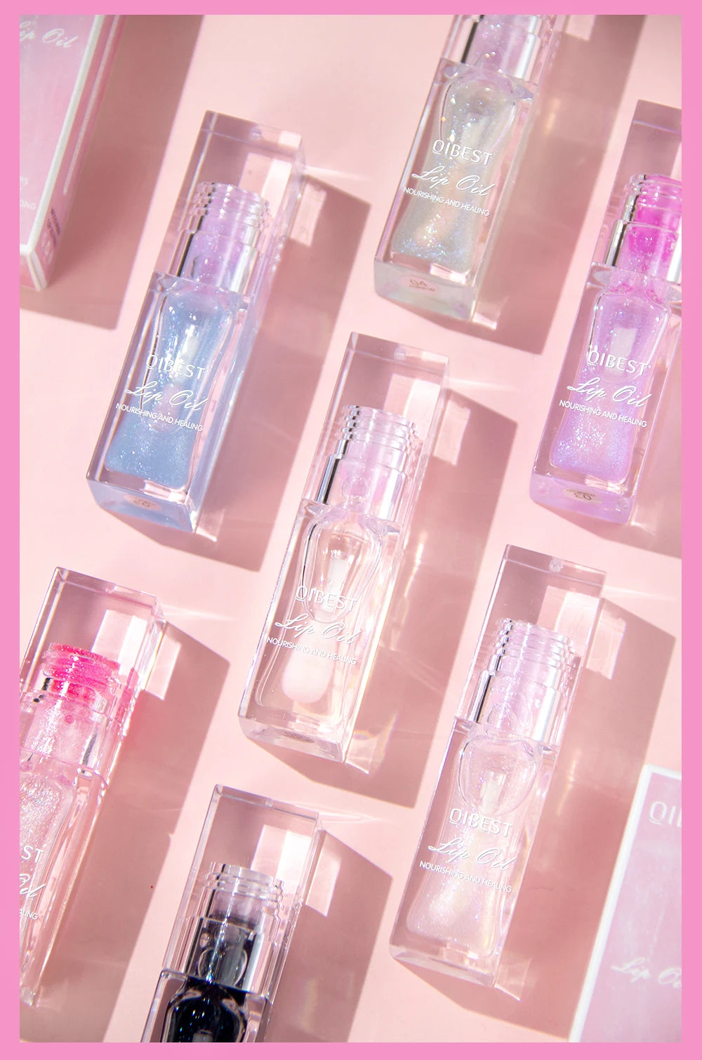 QIBEST - Bálsamo labial mágico con cambio de color cálido, brillo labial transparente, hidratante, brillo labial brillante, cosméticos para labios