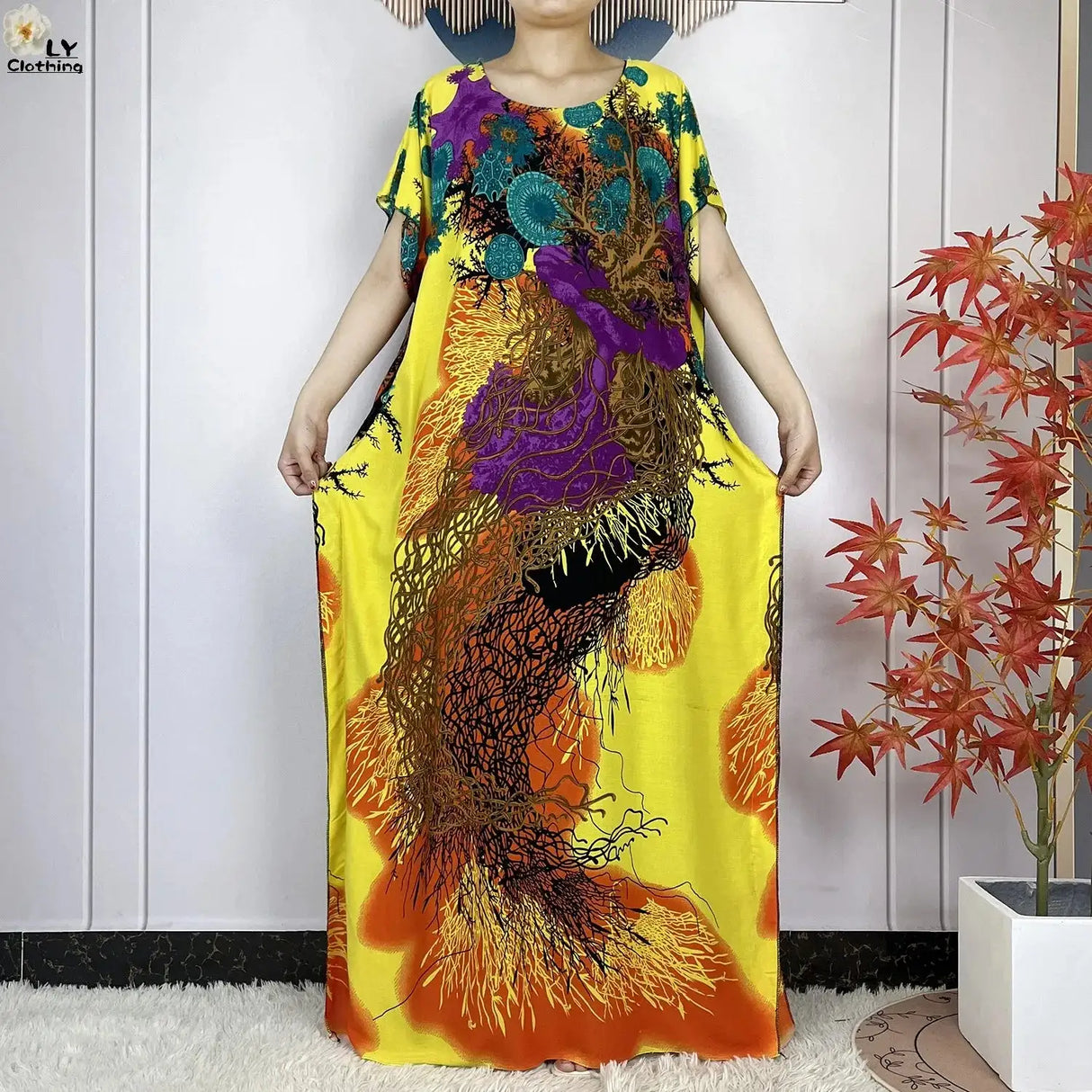 2024 Latest Muslim Sets Women Clothing Cotton Floral Loose Dashiki Long Dress African Abaya Dubai Traditional Islamic Clothing