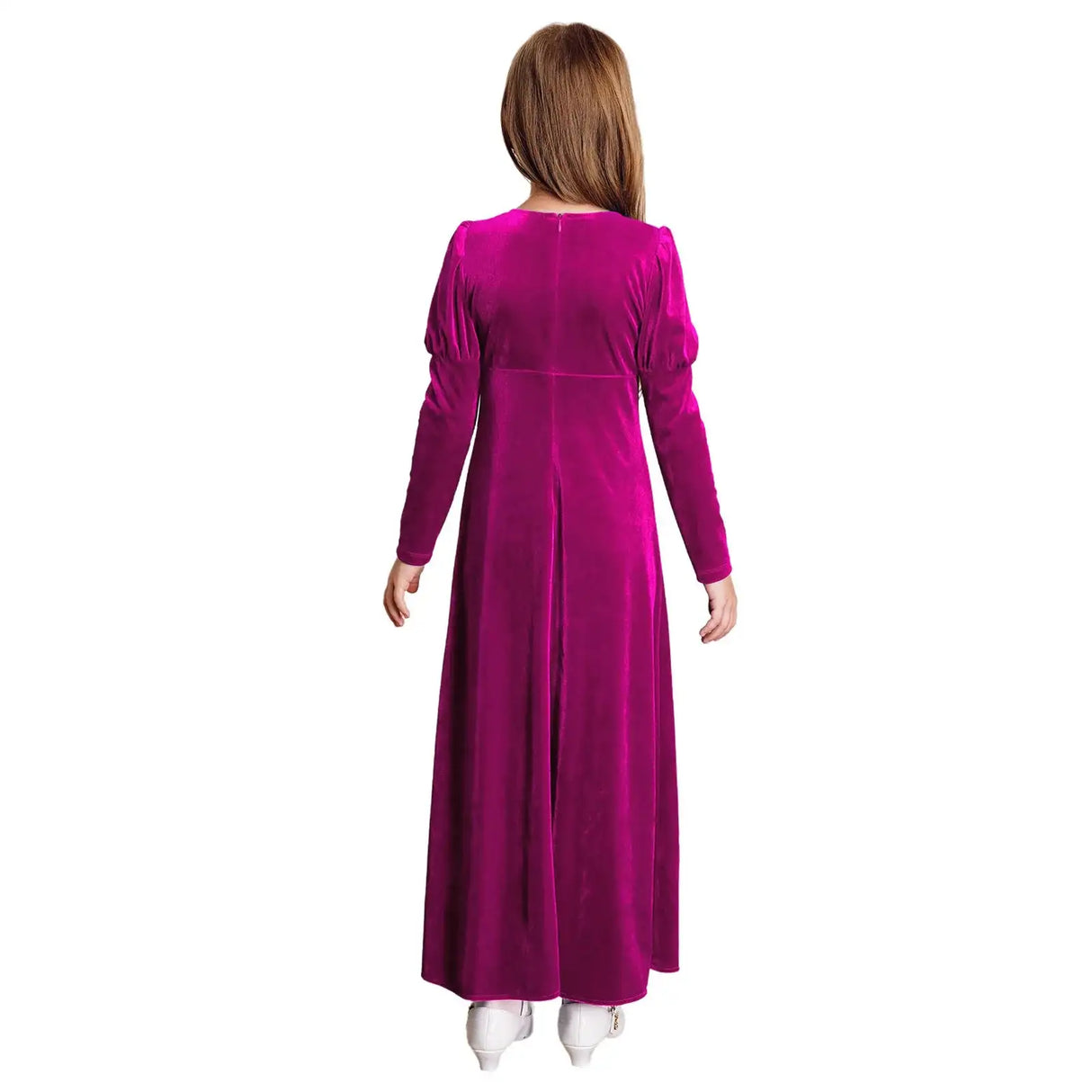 Girls Velvet Medieval Princess Dress Long Sleeve Renaissance Retro Robe Ancient Roman Long Dress for Halloween Carnival Party - Lootquake
