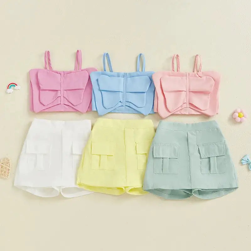 Adorable Baby Girl Sleeveless Top and Shorts Set with Cute Butterfly Print for Summer Outfit 2 Pieces Set - Lootquake