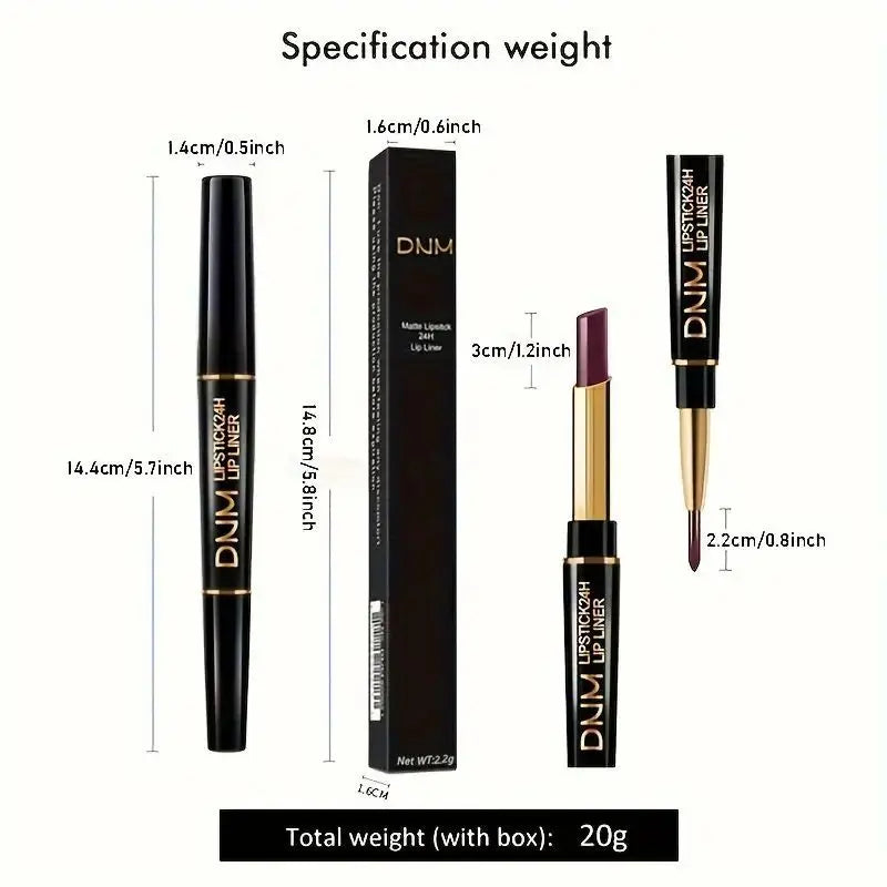 12 Colors Double-Ended Lipstick & Lip Liner Pencil,Waterproof, Non-Stick, Long Lasting,Make Natural Makeup Effect for All Skin