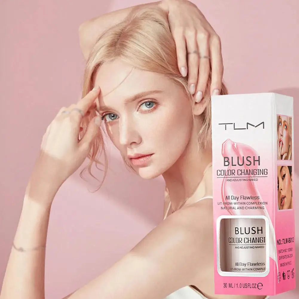 Base de maquillaje líquida Warming Blush que cambia de color con la temperatura, se difumina naturalmente, hidratante, 30 ml