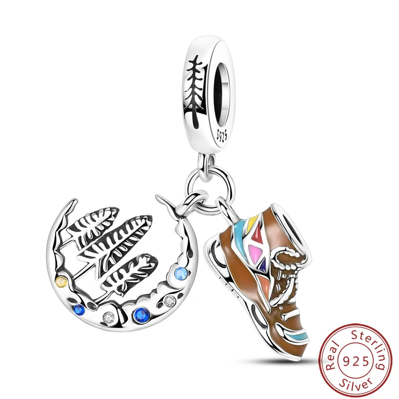 Ensemble de trois breloques en argent sterling S925, perles de 3 mm, motif princesse, golf, hamster, appareil photo, voyage, fabrication de bijoux fins