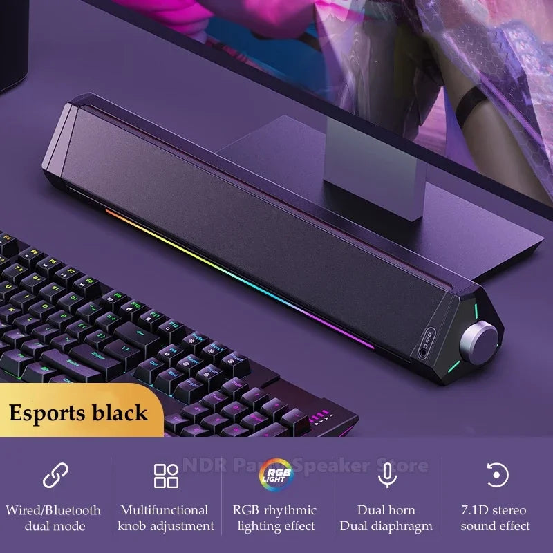 Home Bluetooth Gaming Speakers Portable USB Subwoofer Surround Stereo Sound Amplifiers Soundbar Speaker Desktop Speakers For PC