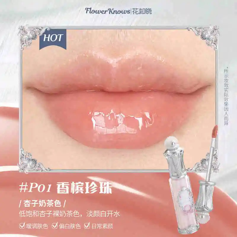 Flower Knows Strawberry Rococo Series Cloud Lip Cream Gloss à lèvres longue tenue Velvet Lip Tint Rouge à lèvres pour femmes Cosmétique