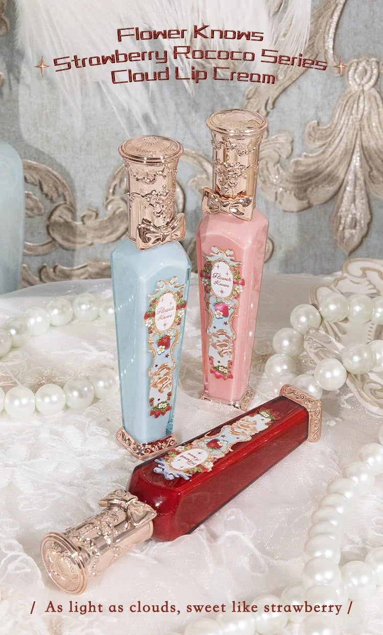 Flower Knows Strawberry Rococo Series Cloud Lip Cream Gloss à lèvres longue tenue Velvet Lip Tint Rouge à lèvres pour femmes Cosmétique