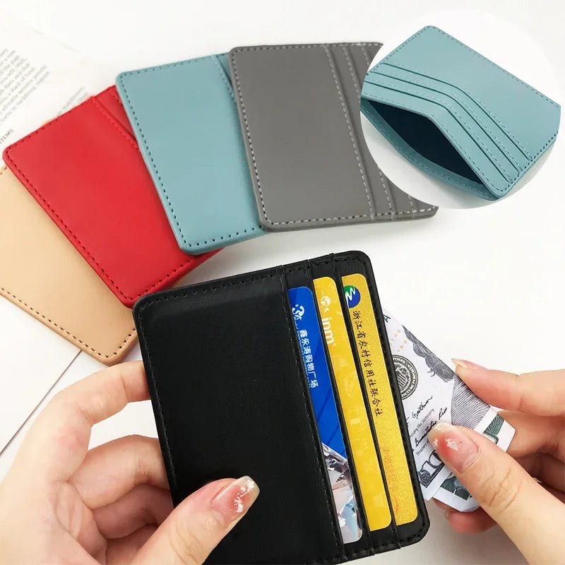1PCS Man Purses Ultra Thin Mini Business Bank Credit Card Holder Wallet Simple Black Women Small Coin Cards Cover Pouch Case Bag - Lootquake